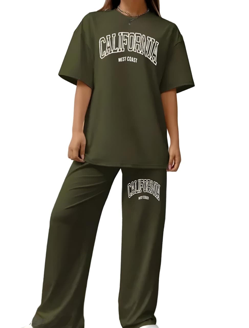 My Swag Womens Co-Ords Set Tracksuit Outfits Two Piece Matching Wide Leg Half Sleeve Loose Fit Green Pajama Set for Women & Girls