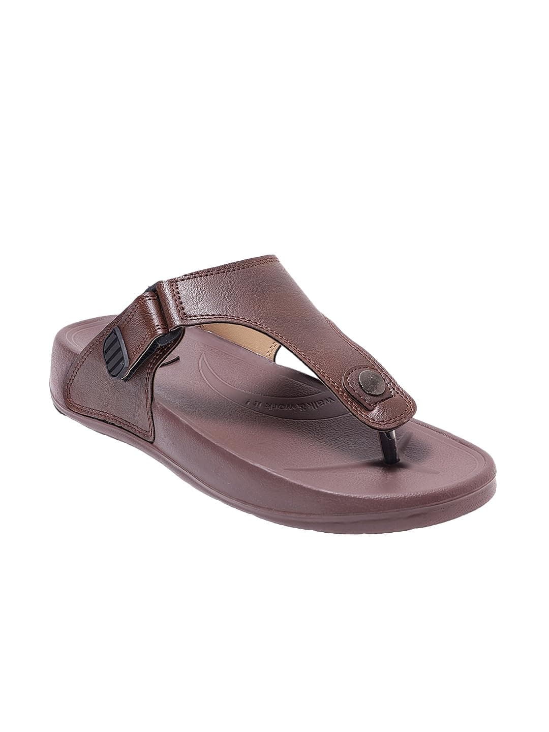 WELCOME Men's Flip Flops, Brown, GLF-21, 9