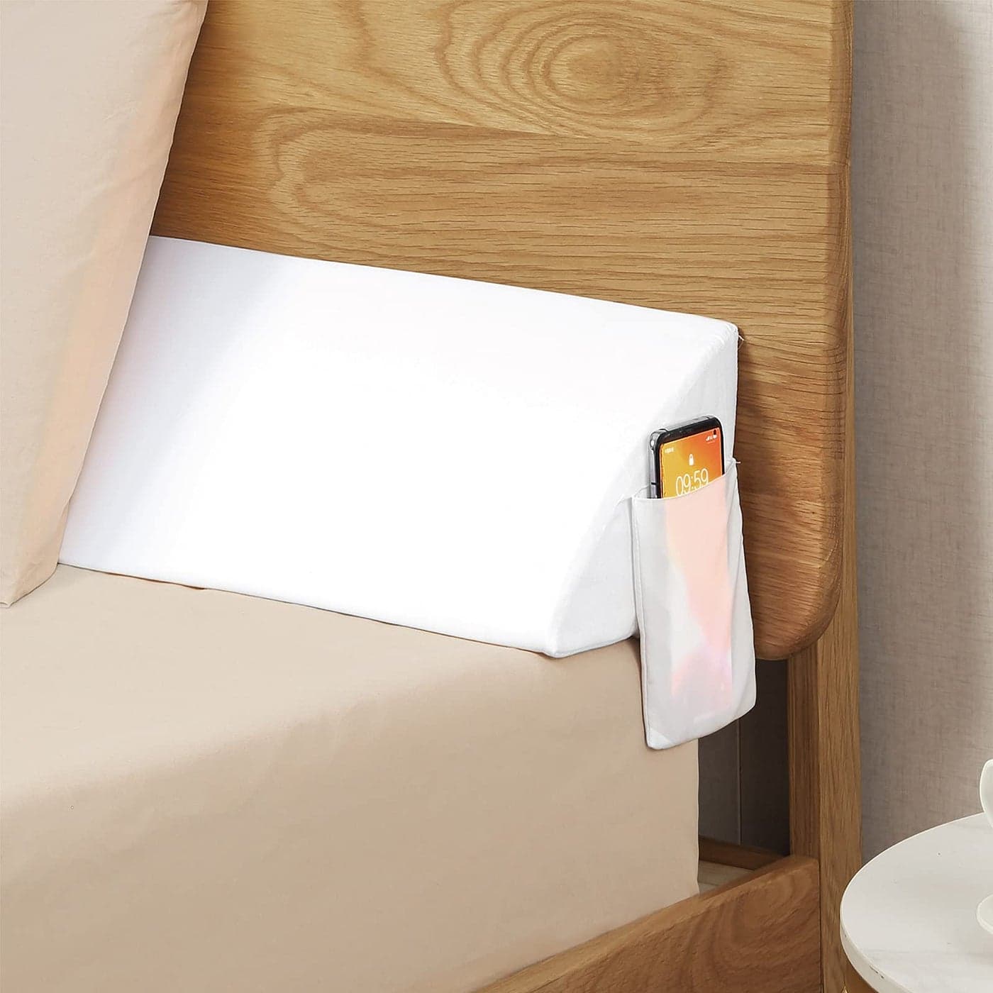 Vekkia Queen Bed Wedge Pillow for HeadboardWedge Pillow HeadboardBed Gap FillerHeadboard PillowPillow Wedge for Headboard Gap Between Mattress and HeadboardStop Loosing Your PillowsWhite