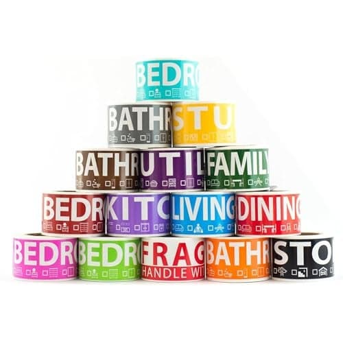 750 Moving Labels for 4 Bedroom Home — Color-Coded Room Stickers & Fragile Labels for Boxes, Supplies, Wardrobe Boxes, Apartment & House Moves