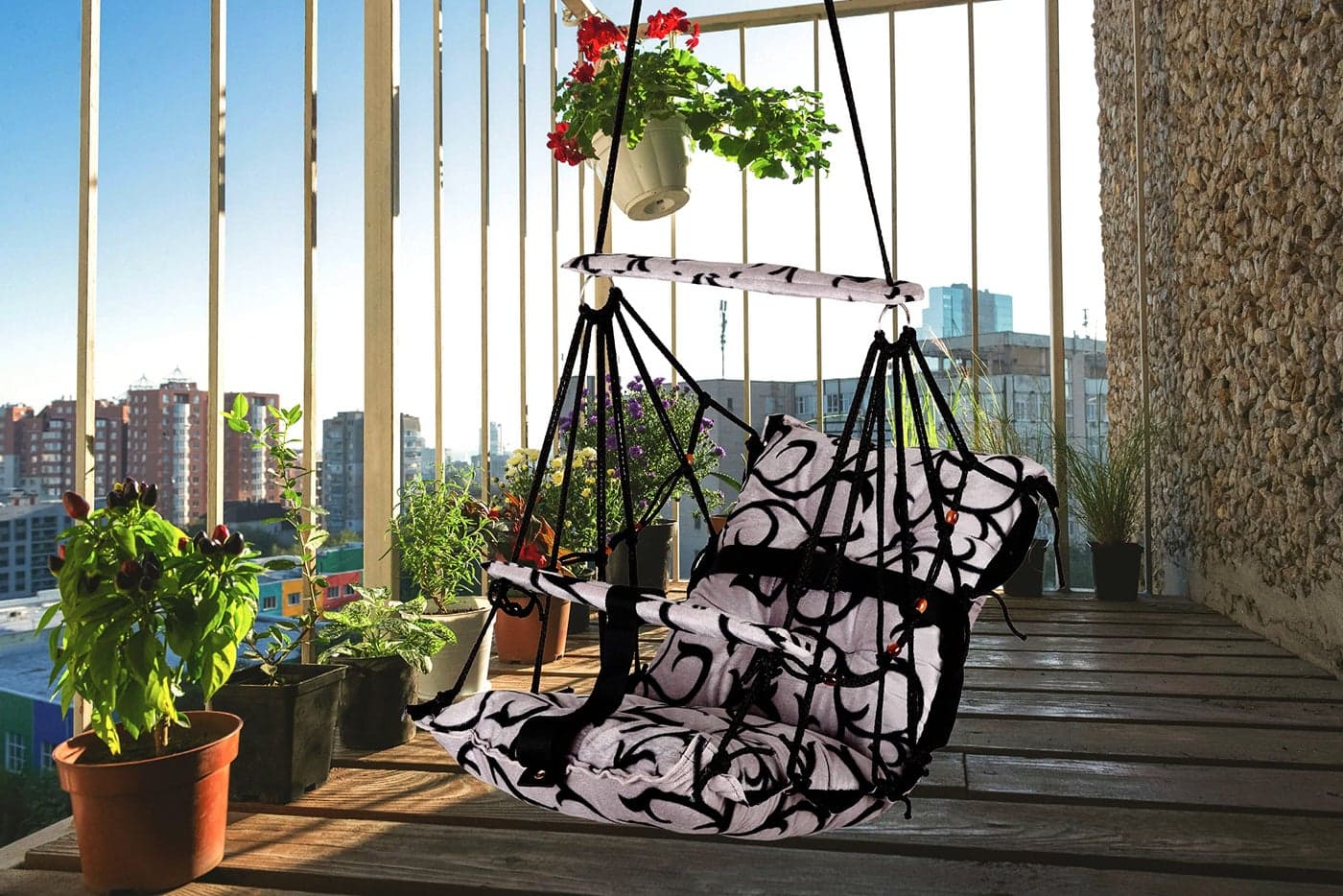 VIXERA Cotton Baby Swing Chair Hanging Jhula for 6 Month to 2 Years Kids with 15 kg Capacity and Safety Belt (C)