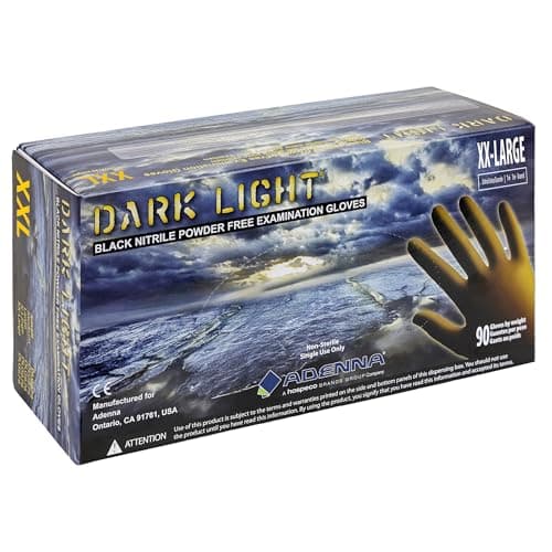 Adenna Dark Light Disposable Nitrile Gloves – 9 Mil, Heavy Duty Work Rubber Glove with Textured Grip, Non-Latex & Powder Free, Pack of 90, 2X-Large, Black