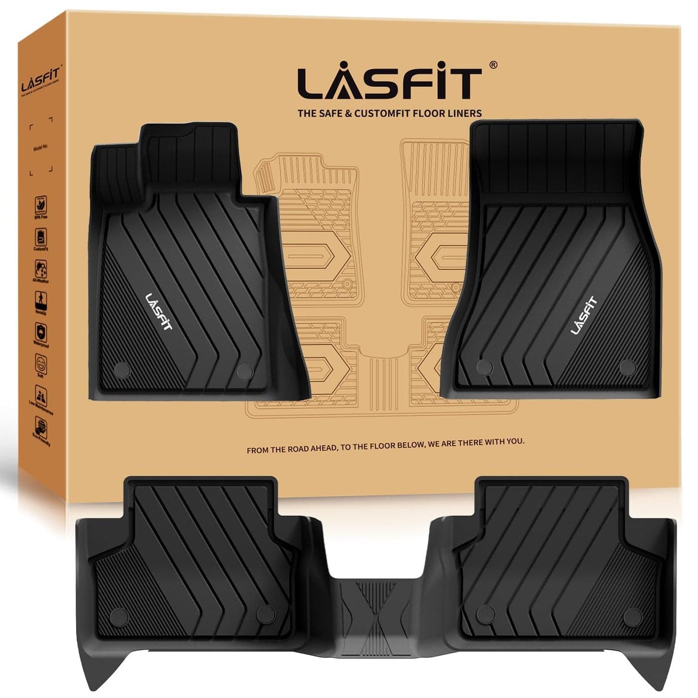 LASFIT Floor Mats for BMW 5 Series G30 20172023 Custom Fit TPE All Weather Car Liners 1st 2nd Row Mat for BMW 530i 530e 540i M550i xDrive 540d xDrive Black