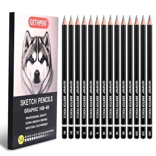 GETHPEN Professional Drawing Sketching Pencil Set 14 Pieces Graphite Pencils14B 4H Ideal for Drawing Art Sketching Shading Artist Pencils for Beginners Pro Artists