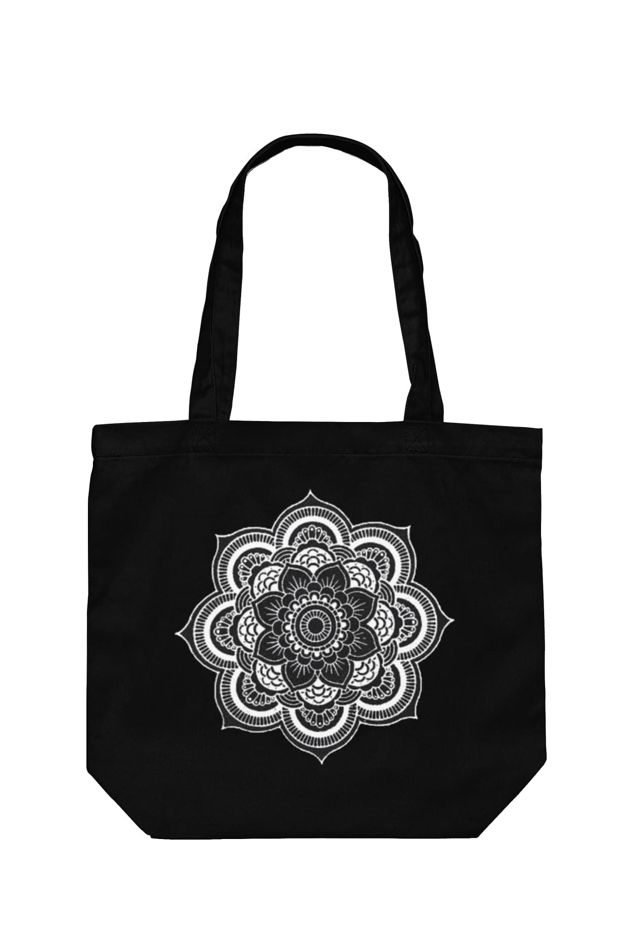 ECOEK Canvas Tote Bag for Women with Zipper & Pocket(Pack of 1) | Stylish Cotton Handbags for College | Aesthetic Tote Bag for Office, Shopping, Travel, Beach & Daily use(Mandala Black)