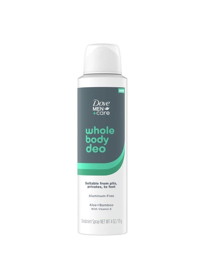 Dove Men+Care Whole Body Deo Aluminum-Free Deodorant Spray Aloe + Bamboo Suitable from Pits, Privates, to Feet 4 oz