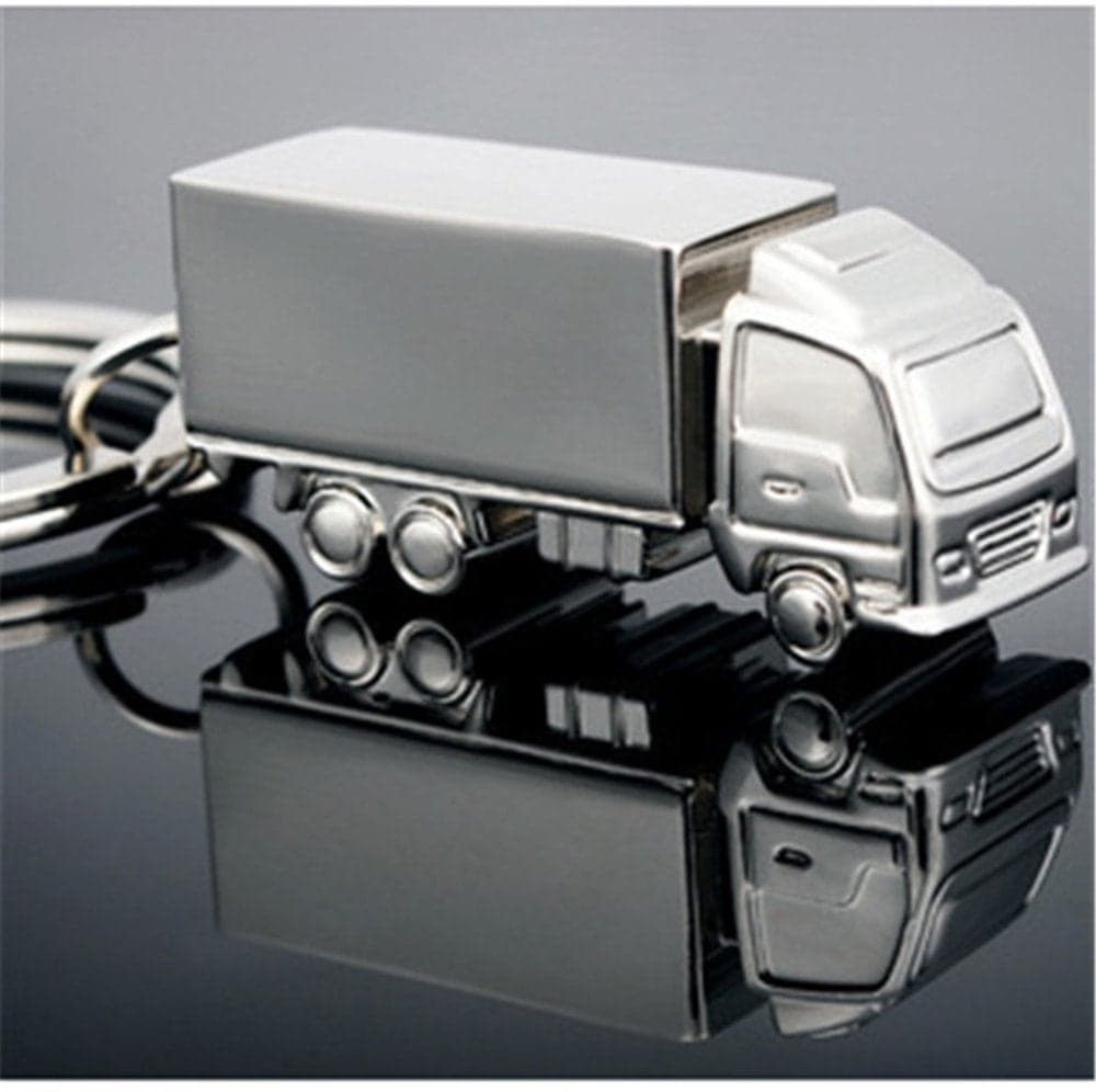 Metal Keychain Polished Silvery Truck Trucks Cargo Key Chain Ring Keyfob Key Holder Keyring Keyrings (Truck)