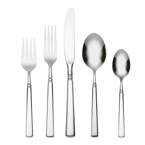 Oneida Silverware Set, Easton 5-Piece Fine Flatware Place Setting, Service For 1, Dishwasher Safe, 18/10 Stainless Steel, Knives Spoons And Forks, Home And Kitchen Utensils Set (Silver, 5 Piece)