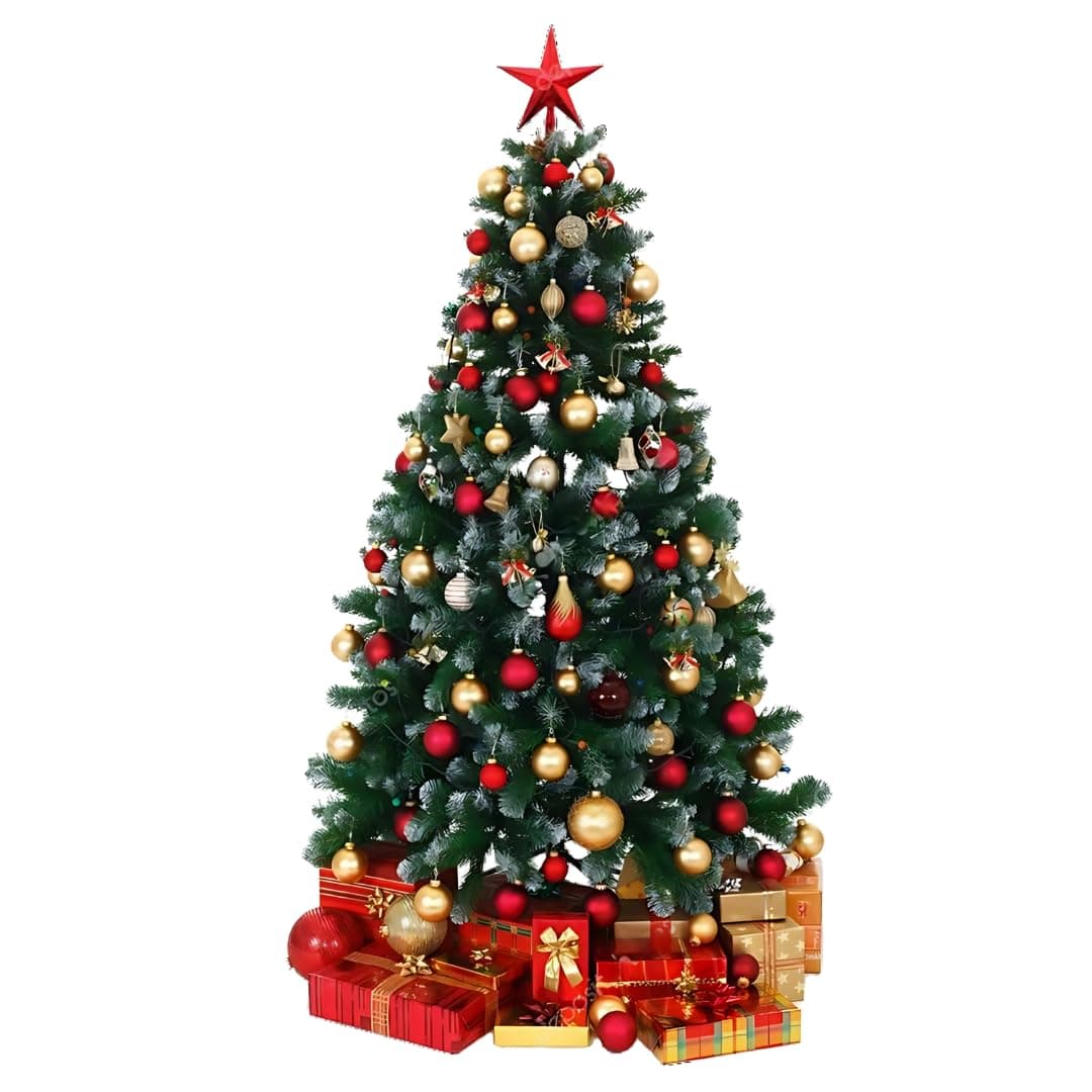 Northland Snow Pine Christmas Tree 6 Feet with Decoration Heavy Bushy Imported Quality Xmas Tree Christmas Tree 6 Feet for Home Church Office School College 40 Pieces Big Decoration