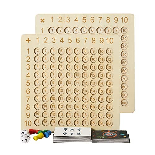 Asweets 2 in 1 Wooden Montessori Multiplication Addition Board Game Montessori Toy Educational Math Table Board Game DoubleSided Boards for Toddlers and Preschool Gifts for Kids