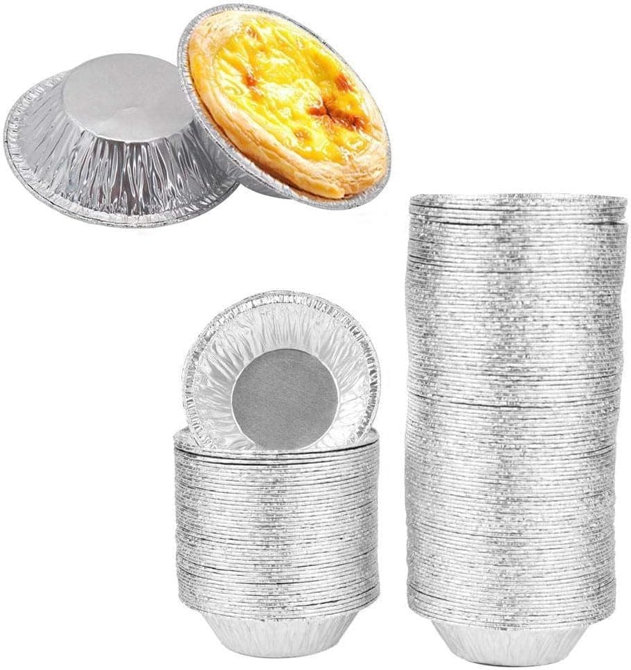Jinshining 50Pcs Silver Mini Pie Tins, Small Pie Pans, Round Tart Pie Foil Pans Disposable Pans Aluminum Foil Tart Pans, Aluminum Pie Pans for Baking Pot Pies, Tarts