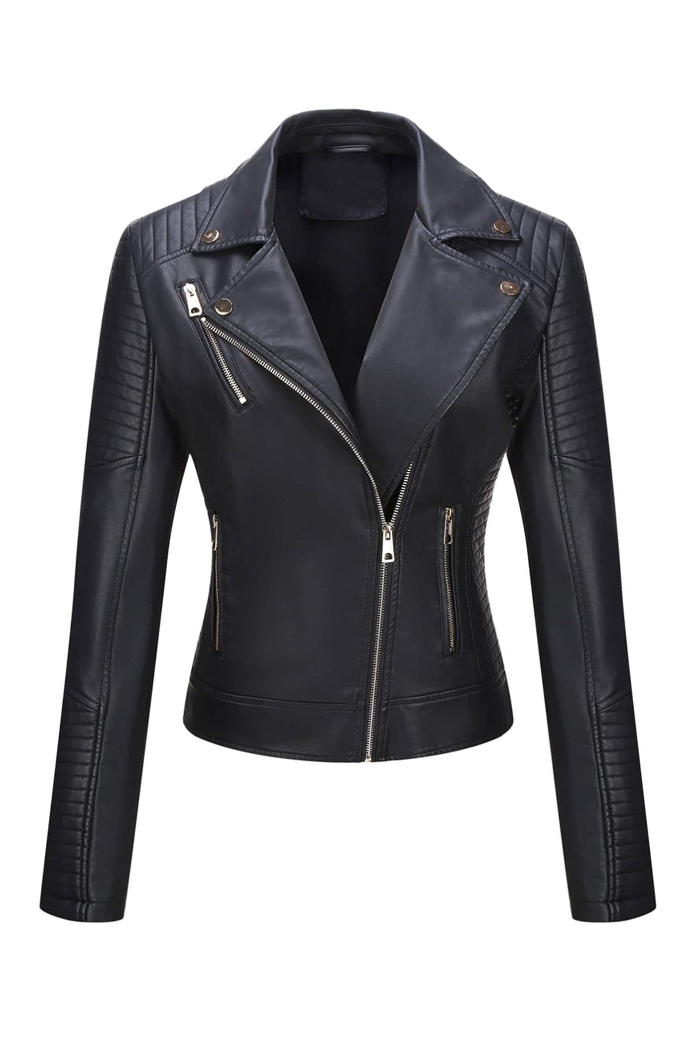 Bellivera Women Faux Leather Jacket Motorcycle Quilted Coat 53 Black S