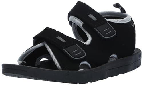 Skysole Boys Double Adjustable Strap Lightweight Sandals Black/Grey 5/6 US Toddler