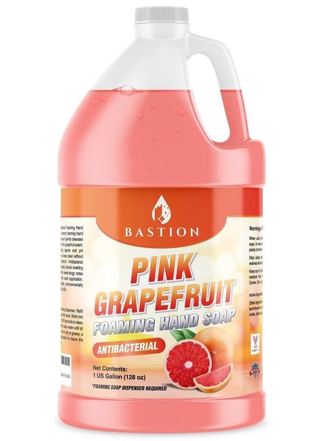 Pink Grapefruit Foaming Antibacterial Hand Soap Refill 1 Gallon (128 oz) Refreshing Pink Grapefruit Scent Bulk Hand Soap-Made In The USA.