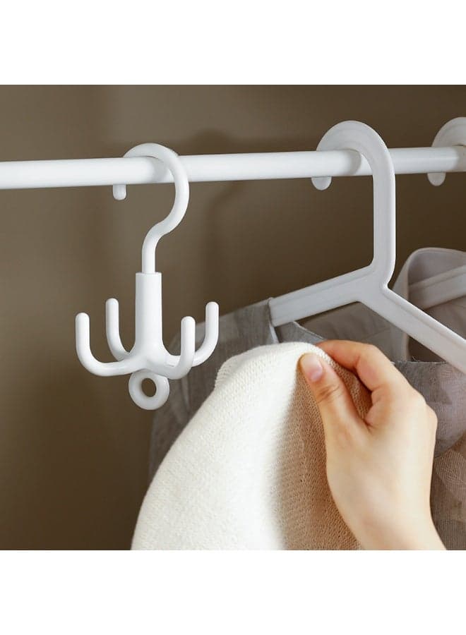White 4-Claw Rotating Hook | No-Drill Multi-Hook Hanger | 360° Swivel Design | ABS Rustproof Plastic | 5KG Weight Capacity | For Bags/Ties/Scarves | Non-Slip Secure Grip | Over Door & Wall Mount | Modern Minimalist Style