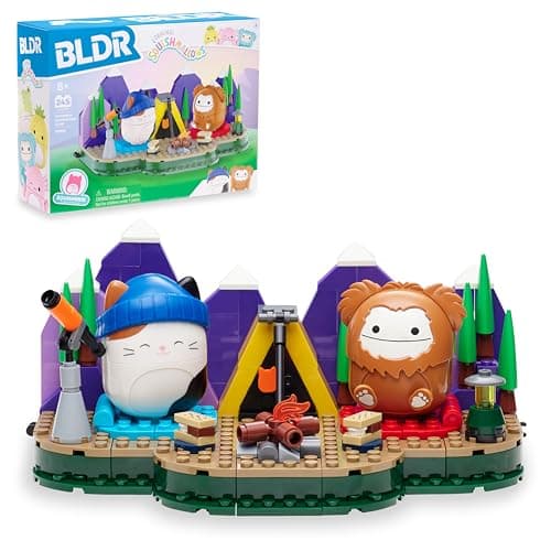 BLDR Squishmallows Benny and Cams Outdoor Adventure Building Set Cam The Cat and Benny The Bigfoot Buildable Figures Squishmallows Fans 8 0050