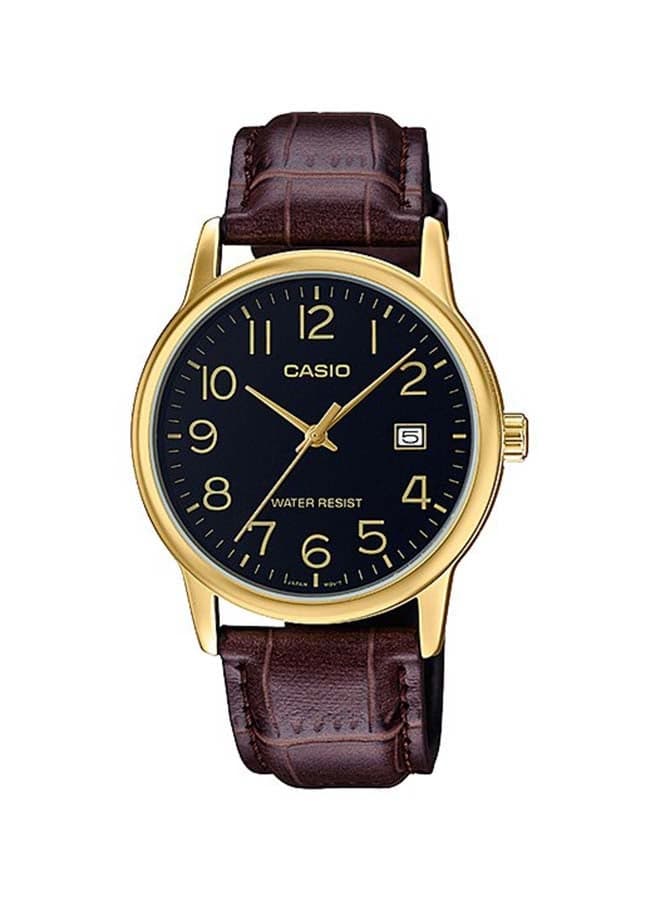 Men Dress Series Water Resistant Leather Analog Watch MTP-V002GL-1B - 25 mm - Brown