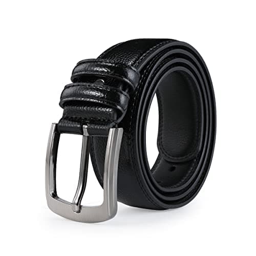 VRLEGEND Mens Belts Big and Tall 36"-70" Men Leather Belt Casual Work Dress Belt,Black & Brown Colors (64"-66" Waist, Black)