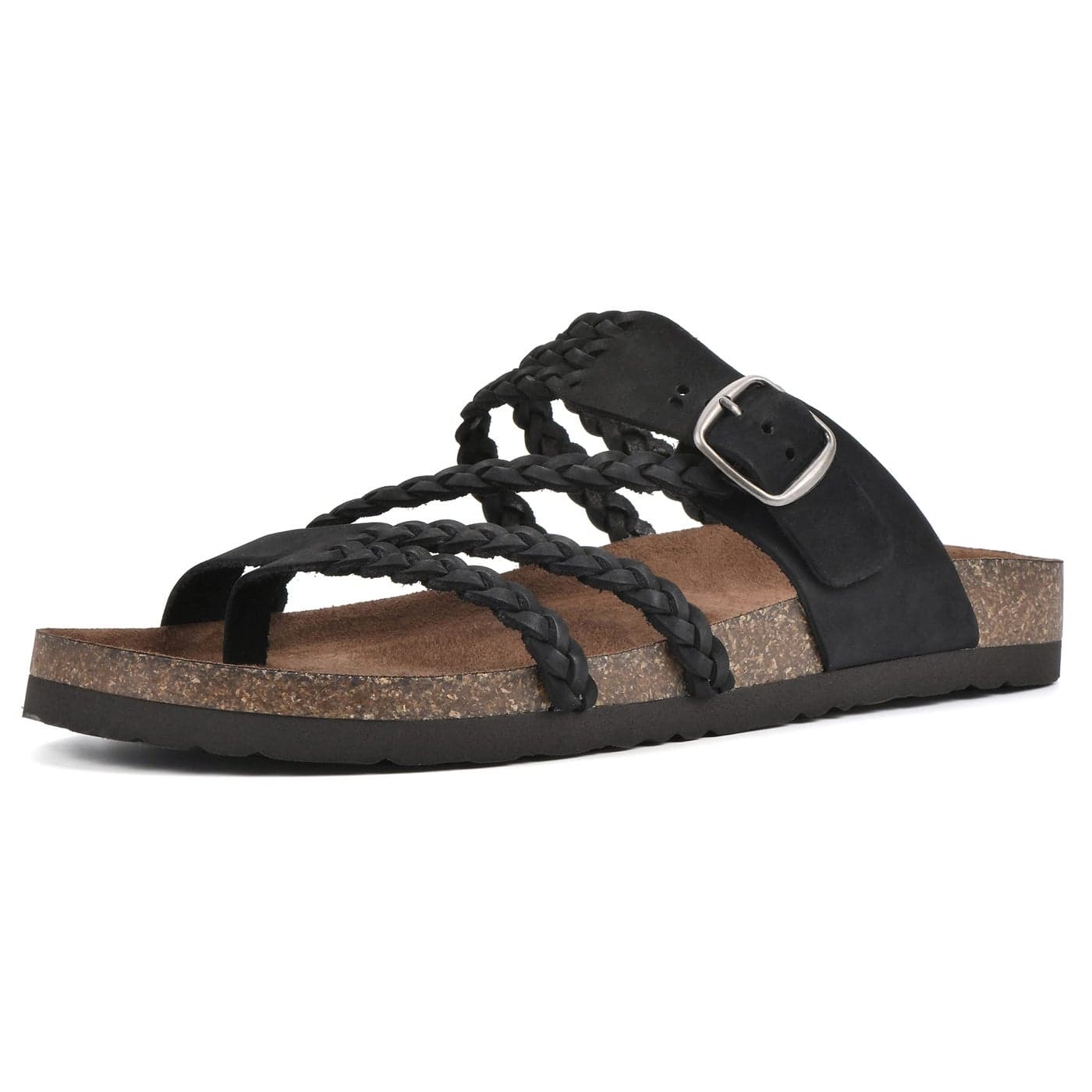 WHITE MOUNTAIN Womens Hayleigh Footbed Sandal BlackNubuck 6 M
