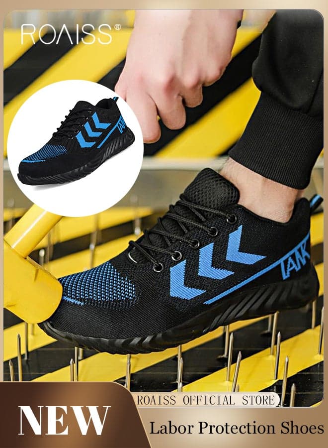 Stylish Sneakers for Men, Breathable Running Shoes with Soft Sole, Comfy Low Top Sports Shoes, Suitable for Construction, Industrial Sites, Manufacturing and Outdoor Activities Blue