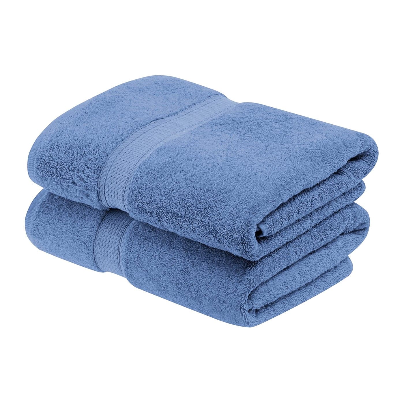 Superior Egyptian Cotton Pile Bath Towel Set of 2 Ultra Soft Luxury Towels Thick Plush Essentials Absorbent Heavyweight Guest Bath Hotel Spa Home Bathroom Shower Basics Denim Blue