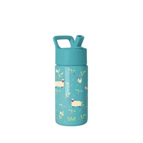 Simple Modern Kids Water Bottle with Straw Lid 14oz Insulated Stainless Steel Kids Tumbler Spill Proof Toddler Cup for School Girls Boys Summit Sheeps Strawberries