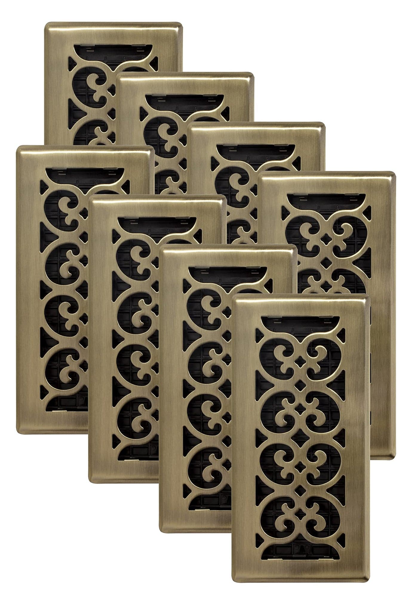 Decor Grates SPH410A8 Scroll Finish Floor Register 4x10 Inches Antique Brass Finish 8 Pack