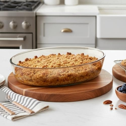 The Better Home Zeno Oval (2.4 L) Borosilicate Glass Baking Tray For Microwave Oven | Baking Dish | Baking Pan | Bake & Serve Dish | Bakeware | Glass Bowl For Microwave | Dishwasher Safe (Amber)