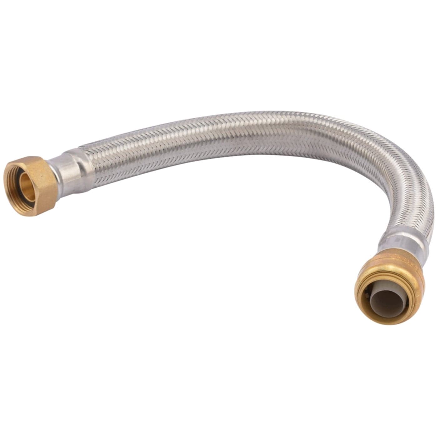 SharkBite 15 Inch Braided Flexible Water Heater Connector 34 in PushtoConnect x 34 in FIP Stainless Steel U3088FLEX15LF