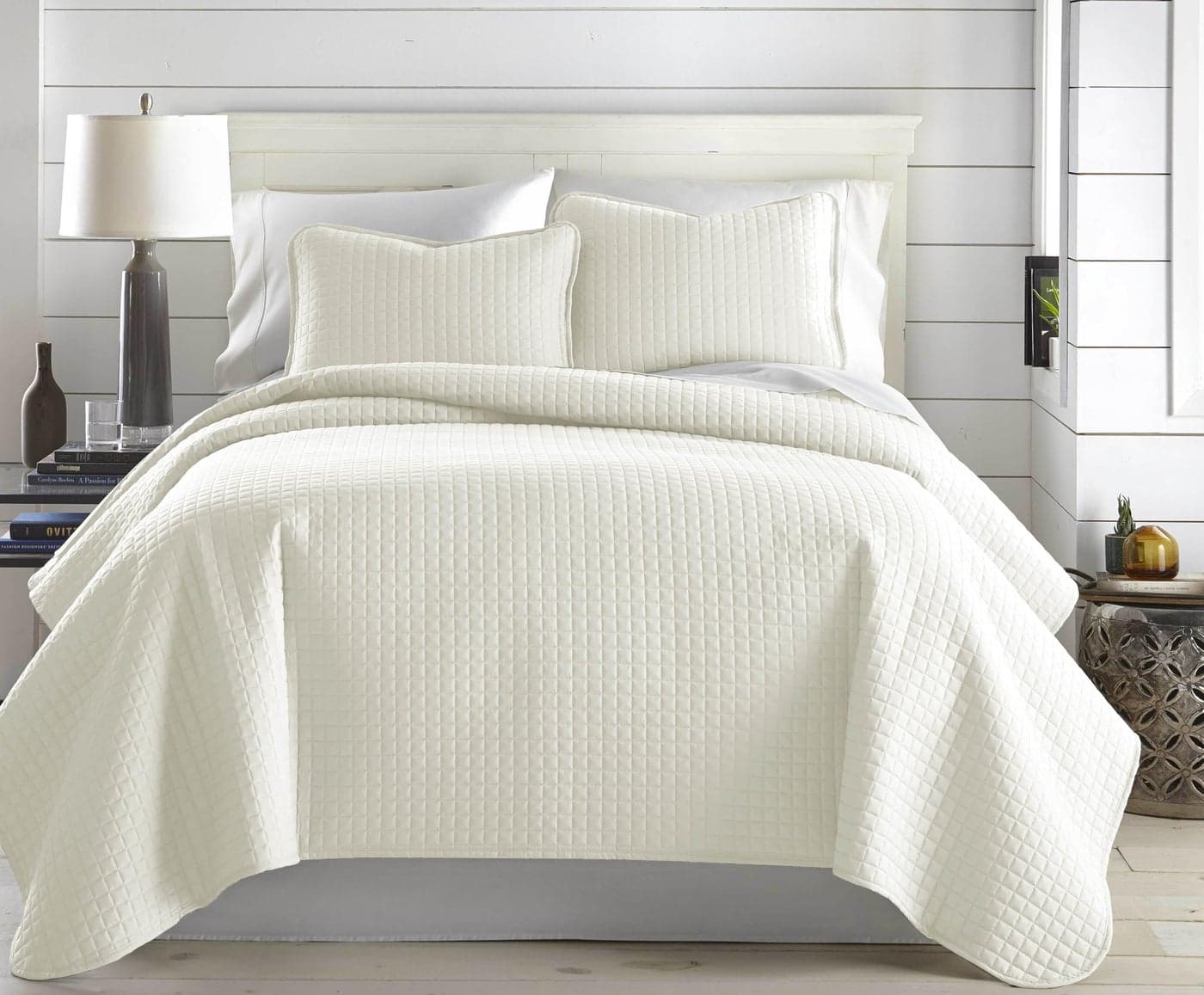 Southshore Fine Living, Inc. Full/Queen Size Quilt Bedding Set, Wrinkle-Free Stain & Pet Hair Resistant Bedding, Coverlet Queen Size/Full Size Bedspread with 2 Pillow Shams, Cream