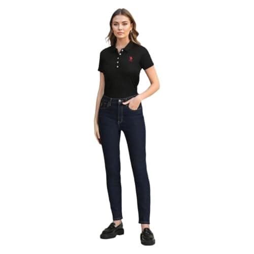 U.S. POLO ASSN. Women's Mid Rise Stone Wash Slim Fit Jeans (Uwaw23Jn056_Blue_32)