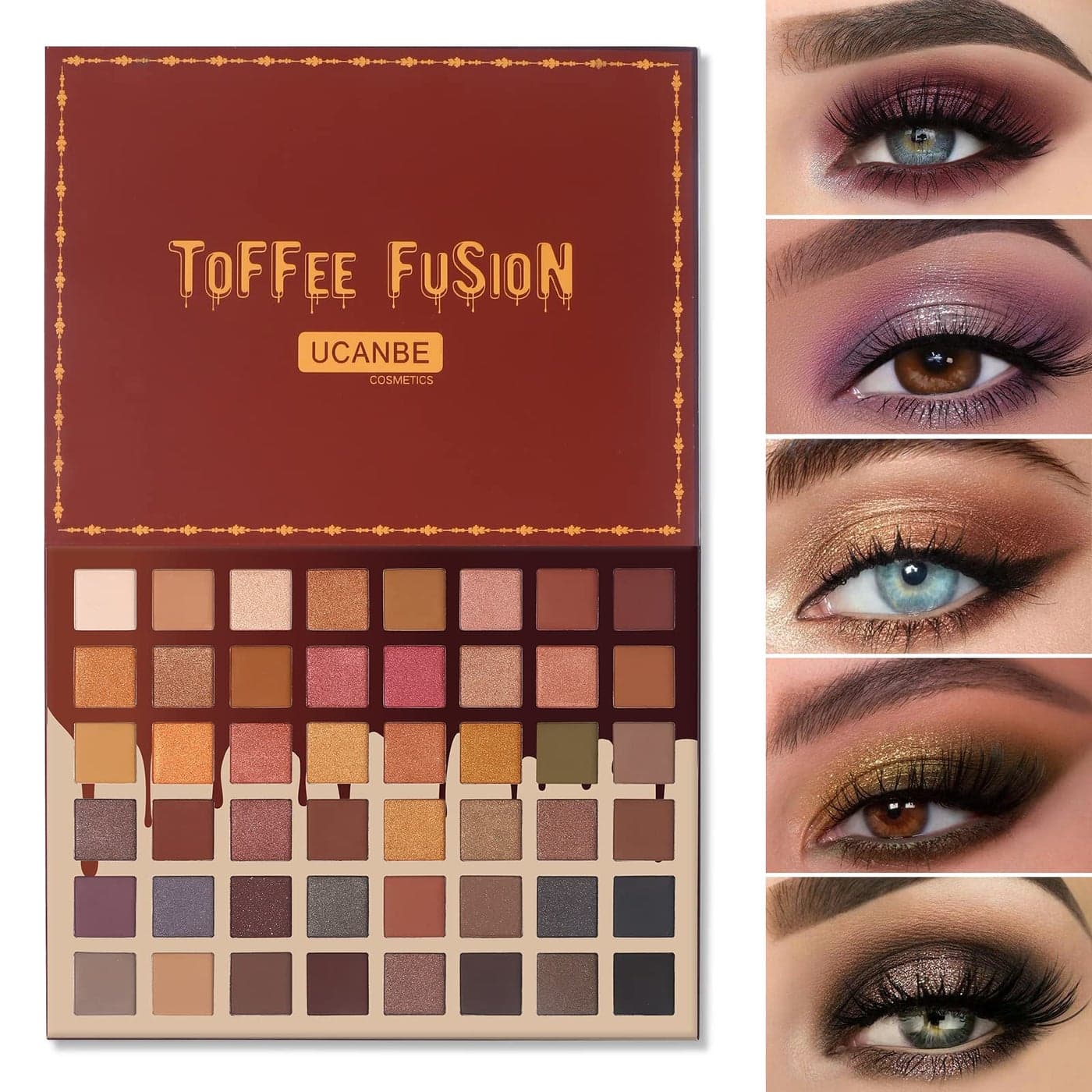 UCANBE Toffee Fusion Nude Eyeshadow Palette 48 Neutral Shades Naked Eye Shadow Makeup Pallet High Pigmented Matte Glitter Shimmer Make Up Kit for Women Girls