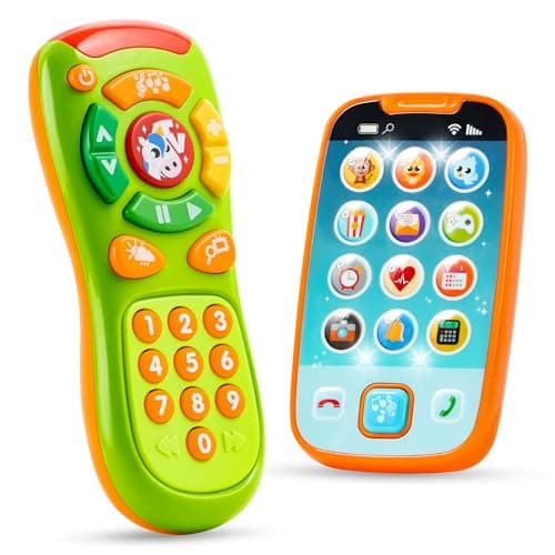 JOYIN Baby Toy Phone Remote and Smartphone with Music Fun Learning Musical Toys for Babies Boys or Girls Holiday Stocking Stuffers Birthday Gifts for Kids