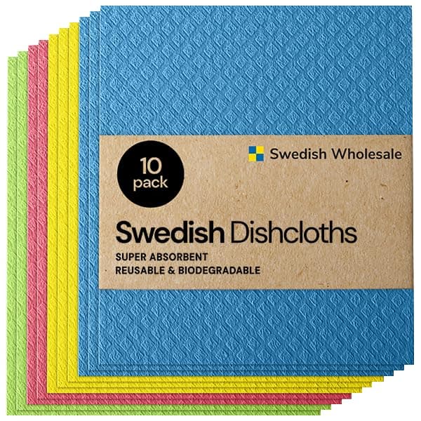 Swedish Wholesale Swedish DishCloths for Kitchen- 10 Pack Reusable Paper Towels Washable - Eco Friendly Cellulose Sponge Microfiber Dish Cloths - Kitchen Essentials - Red