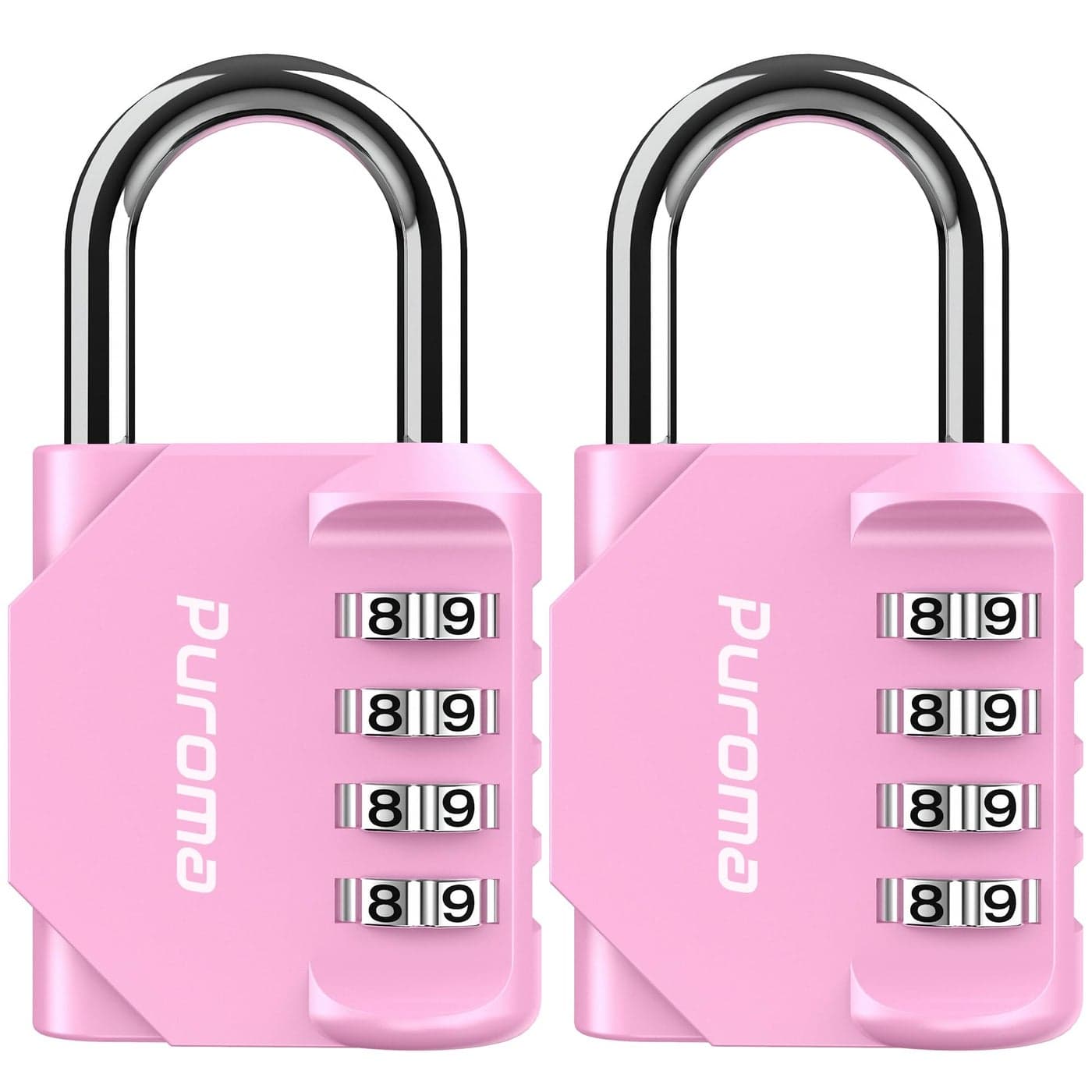 Puroma 2 Pack Combination Lock for Locker 4 Digit Outdoor Waterproof Padlock for School Gym Sports Fence Toolbox Gate Case Outdoor Hasp Storage Pink