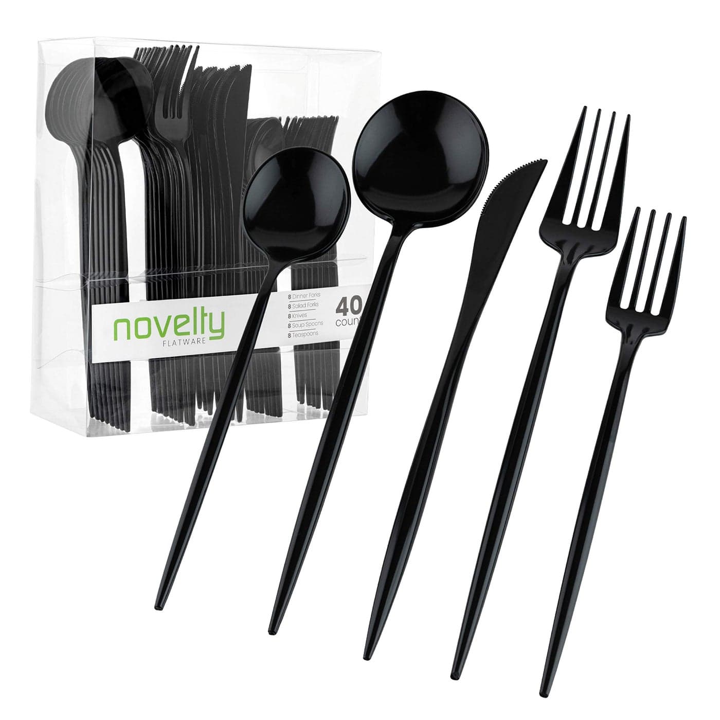 Novelty Modern Flatware Cutlery Combo Set Black 40