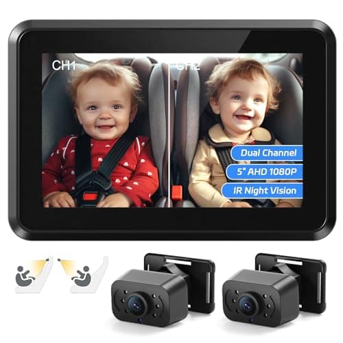 Itomoro Baby Car Mirror, HD Dual Channel with 2 IR Night Vision Camera, Easy 5 Min Installation for Rear Facing Seat