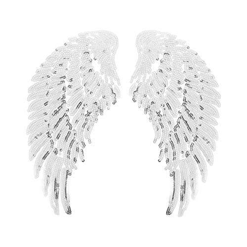 BESTOYARD Sequin Angel Wing Cloth Patch Embroidered Applique Iron on DIY Clothing Supplies for Jackets Bags Costumes Holiday Decoration