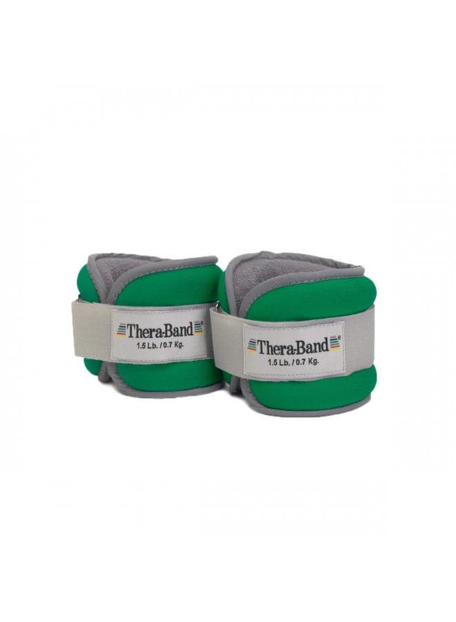 THERABAND Ankle Weights, Comfort Fit Wrist & Ankle Cuff Weight Set, Adjustable Walking Weights for Cardio, Home Workout, Ankle Strengthening & Physical Therapy, Green 1.5 lb. Each, Set of 2, 3 Pounds