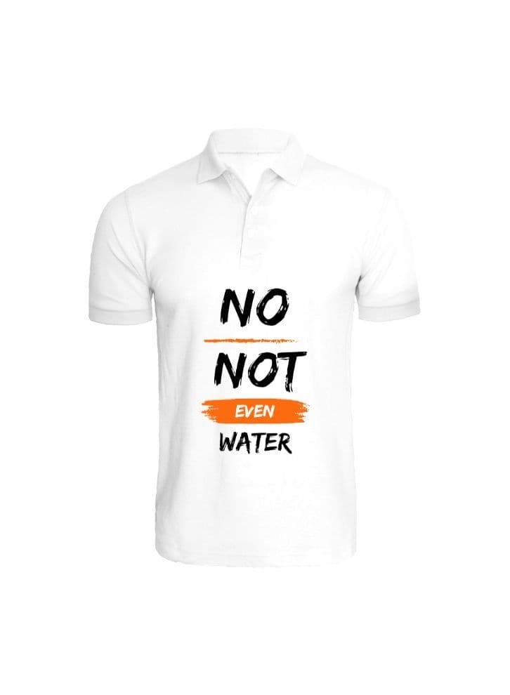Ramadan Printed White Tshirt-No Not Even Water-Cotton-Large-Unisex Polo Neck Tshirt-220 GSM