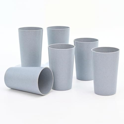 Eha Earth-Friendly Unbreakable Drinking Glass Set of 6 for Water and Juice | 250 ml Each | Tumblers Made with Rice Husk & Bamboo Fibers | Microwave Safe | for Hot & Cold | Azure