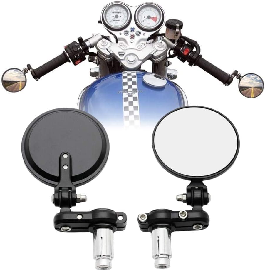 0TO6 Universal Bike ROUND Folding Mirror Glass Bar End Rear View Mirrors Motorcycle Handlebar Side View Mirrors for - All Bike & Motorcycle
