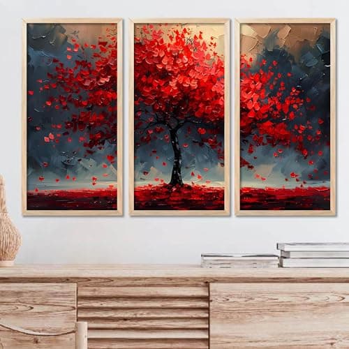 Kalit Kala Decor Modern Wall Art Painting For Wall Decoration, Bedroom, Living Room With Reusable Frames & Acrylic Glass Cover | Set Of 3 | 10 X 19 Inches | Modern Pichwai Wall Art Painting 3