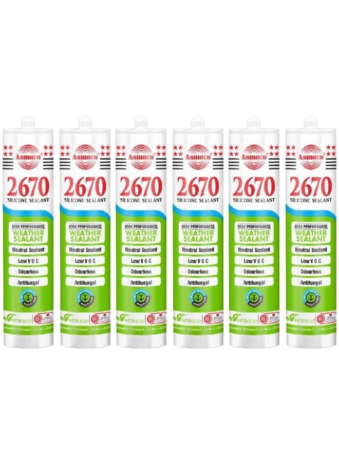 Asmaco 2670 Silicone Sealant - Black - 280 Ml - Set of 06