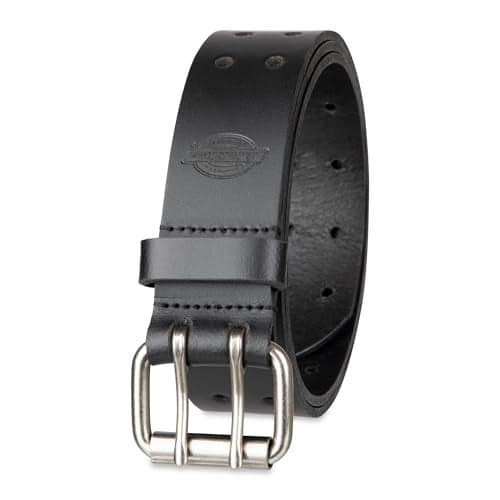 Dickies Men's Big & Tall Leather Double Prong Belt, Black, 3X (Waist: 48)