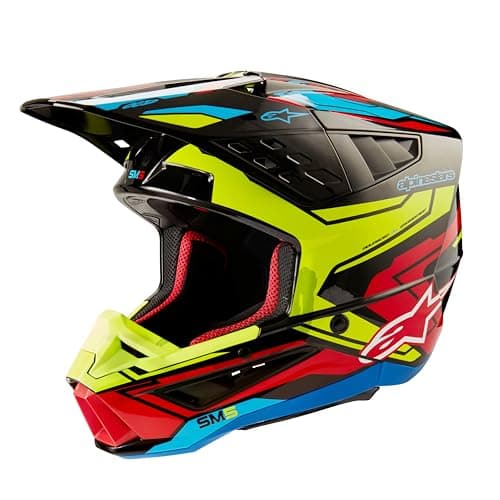 Alpinestars SM5 Action 2 Helmet, Lightweight Protection for MX Riders, M, Black/Yellow Fluo/Bright Red Glossy