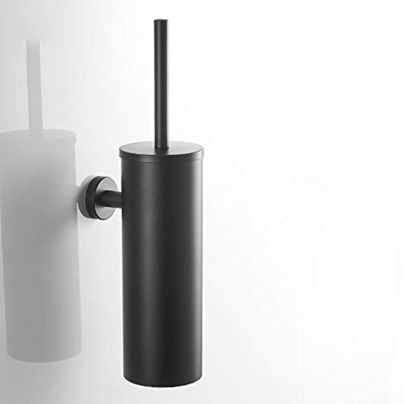 Toilet Bowl Brush and Holder Stainless Steel Handle Toilet Cleaner Brush with Lid and Durable Scrubbing Bristles for Bathroom Cleaning Black Wall Mounted