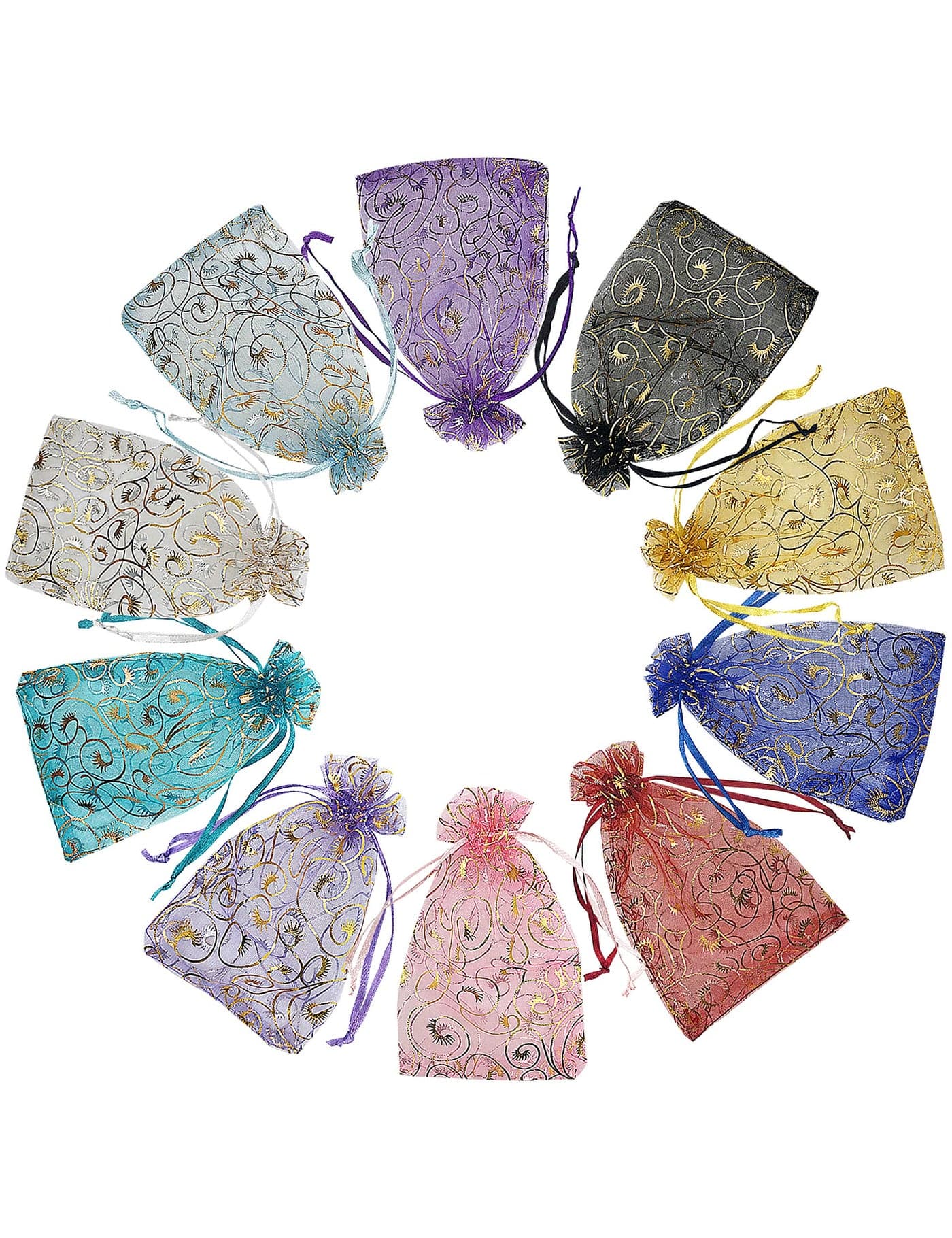 Jexila 100PCS Small Organza Bags 4x6 inch Mesh Jewelry Bags Drawstring Gift Bag Reusable for Wedding Party Shower Favor Candy Sachet Candle Craft Gift Bags