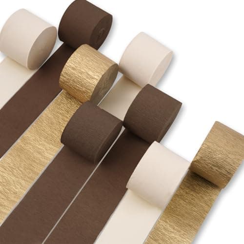 PartyWoo Crepe Paper Streamers 8 Rolls 656ft Pack of Brown Gold Sand White Party Streamers Crepe Paper for Birthday Decorations Party Decorations Wedding Decorations 18 In x 82 FtRoll