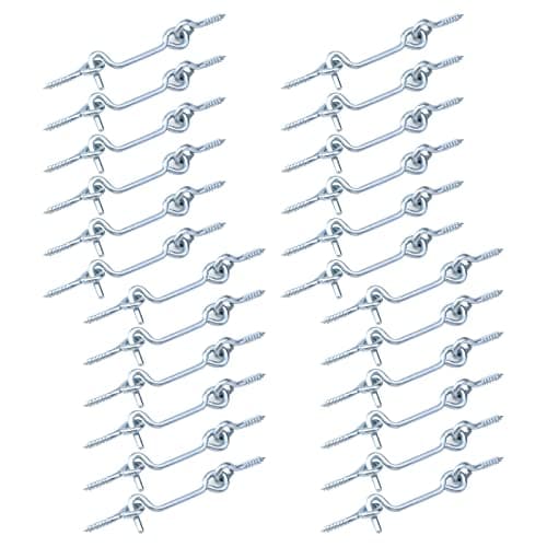 Antrader 24-Pack 2 Inch Zinc Plated Steel Hook & Eye Wood Gates Window Screen Gate Door Latch